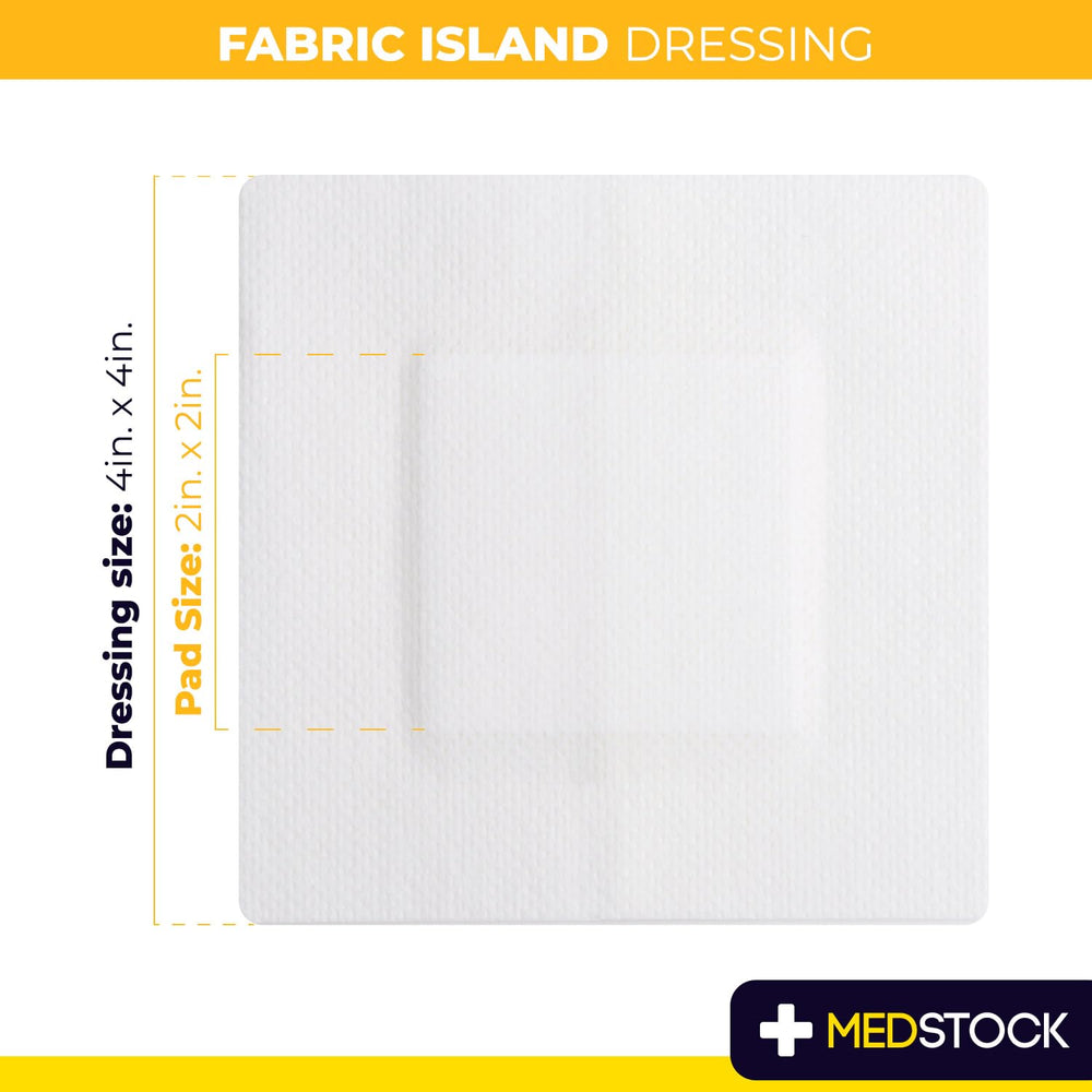 MEDSTOCK Fabric Island Dressing offers breathable exudate management for wounds.