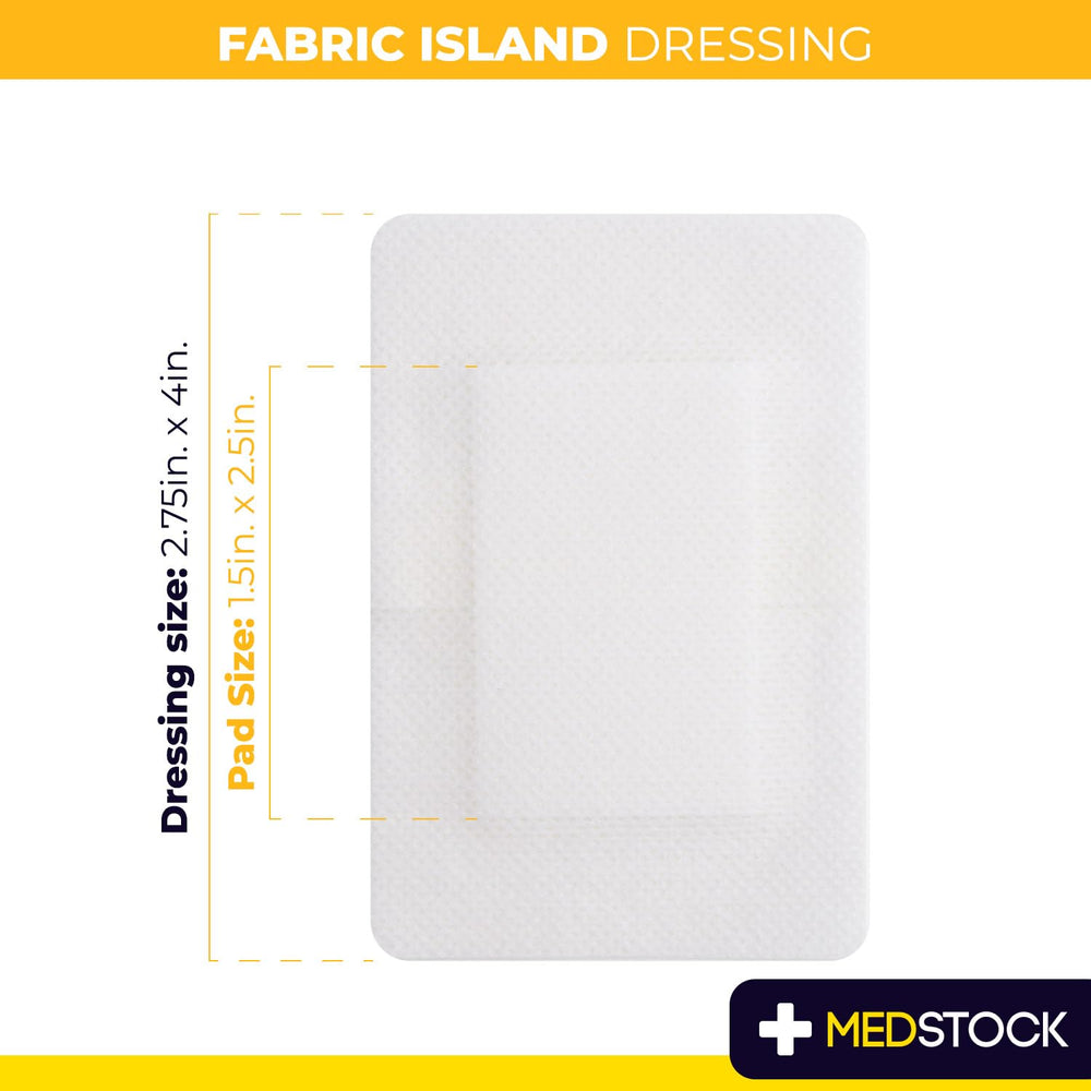 MEDSTOCK Fabric Island Dressing applied on skin showing conforming fit and gentle adhesion