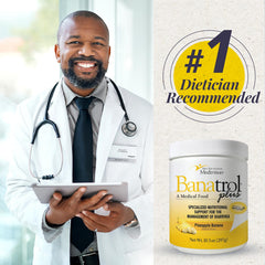 Medtrition Banatrol bottle with dosage guidance for on-the-go use.
