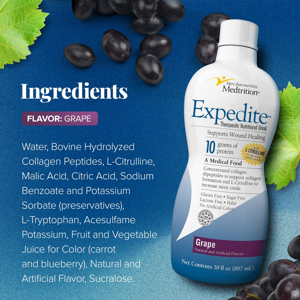 Medtrition Expedite label shows 10 g collagen per serving