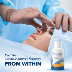 Medtrition Expedite bottle on table with fresh greens suggesting balanced nutrition