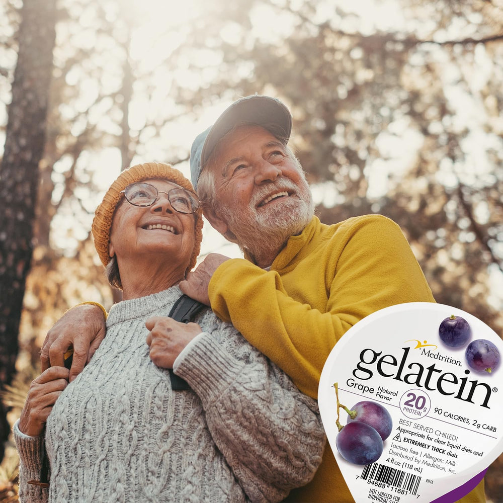 Gelatein Grape serving cup showing protein-dense option for meals.