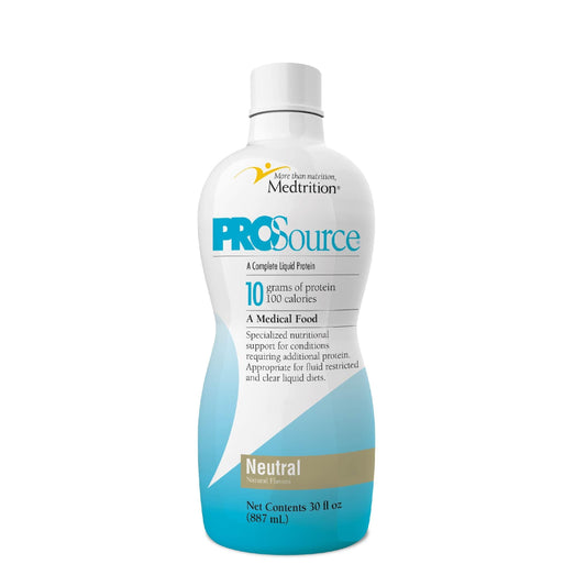 Medtrition Prosource bottle pour, convenient liquid protein for on-the-go nutrition.