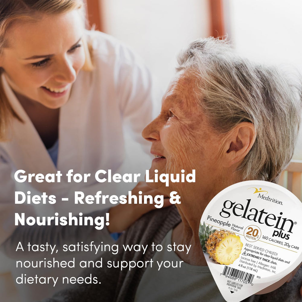 Medtrition ProSource Gelatein Plus Pineapple dysphagia friendly option for safe swallowing