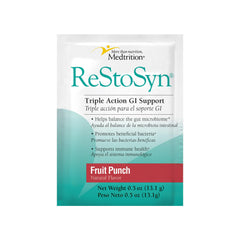 Medtrition ReStoSyn bottle front view; compact daily gut health support on the go.