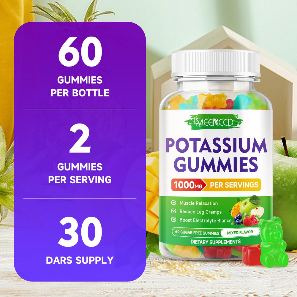 MEENCCD Potassium Citrate Gummies beside water for easy ingestion