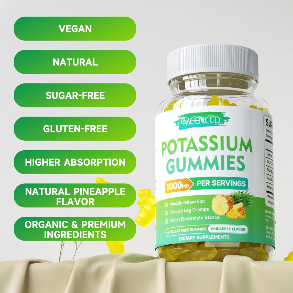 Sugar-free potassium supplement gummies with pineapple aroma.