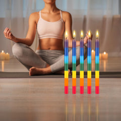 Mega Candles chakra candle packaging and design showcasing premium hand poured craftsmanship.