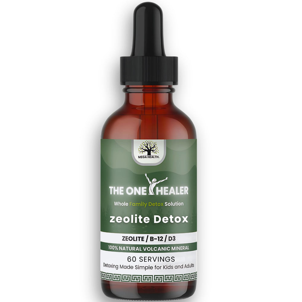 MEGA HEALTH The One Healer Zeolite Detox bottle showing the label and dosage features