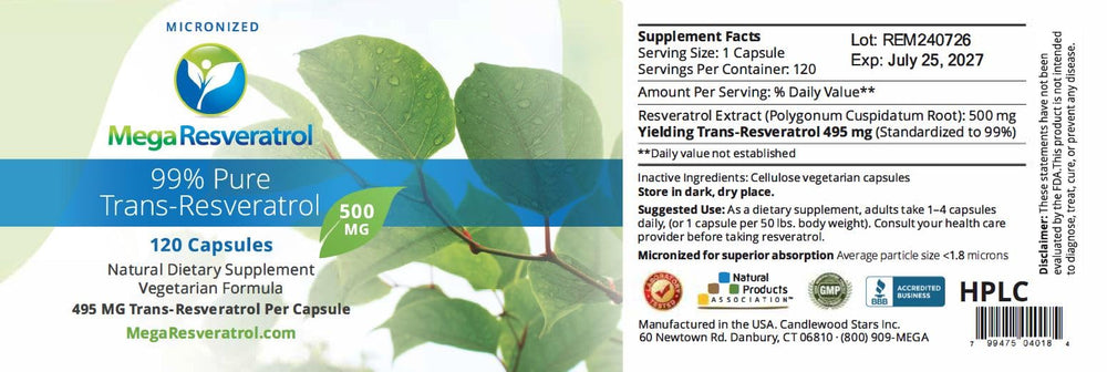 Mega Resveratrol capsule pour conveys easy daily intake