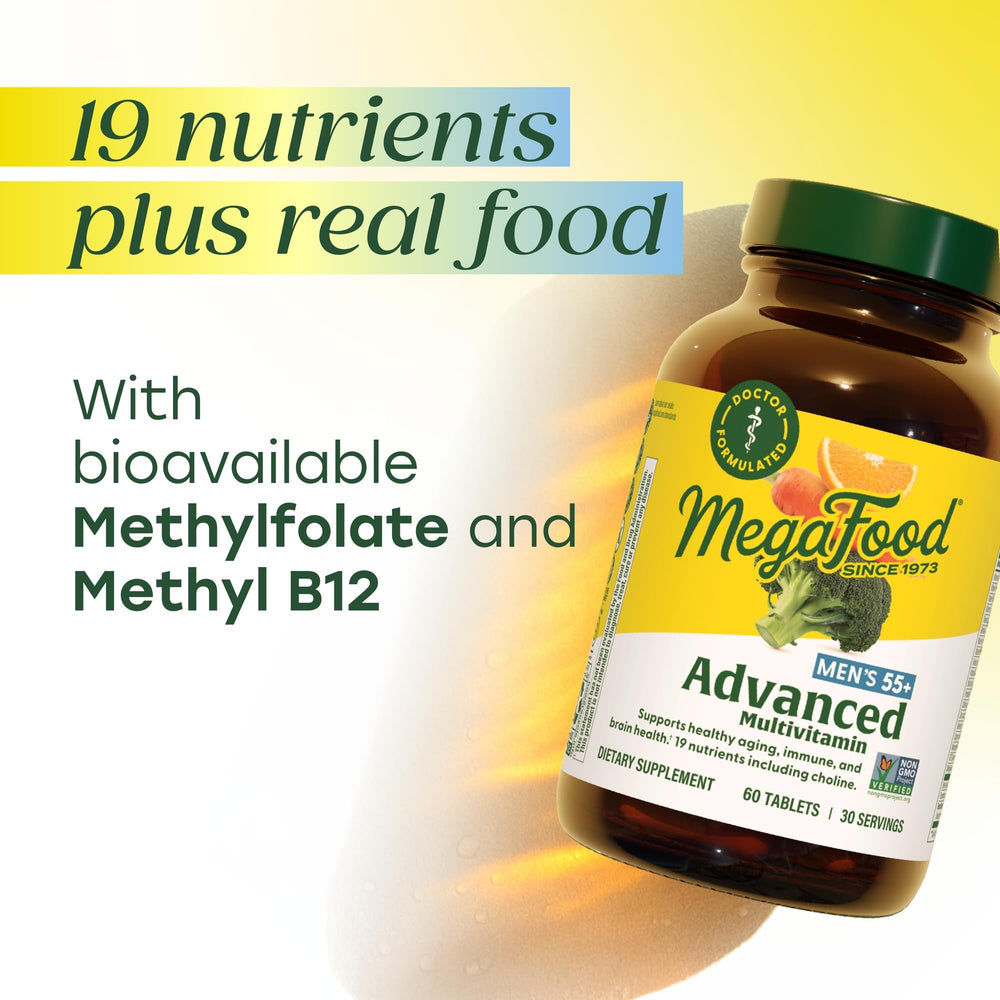 Bottle cap sealing freshness of MegaFood multivitamin for men 55+