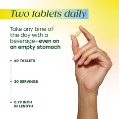Serving illustration showing two tablets per day for MegaFood 55+