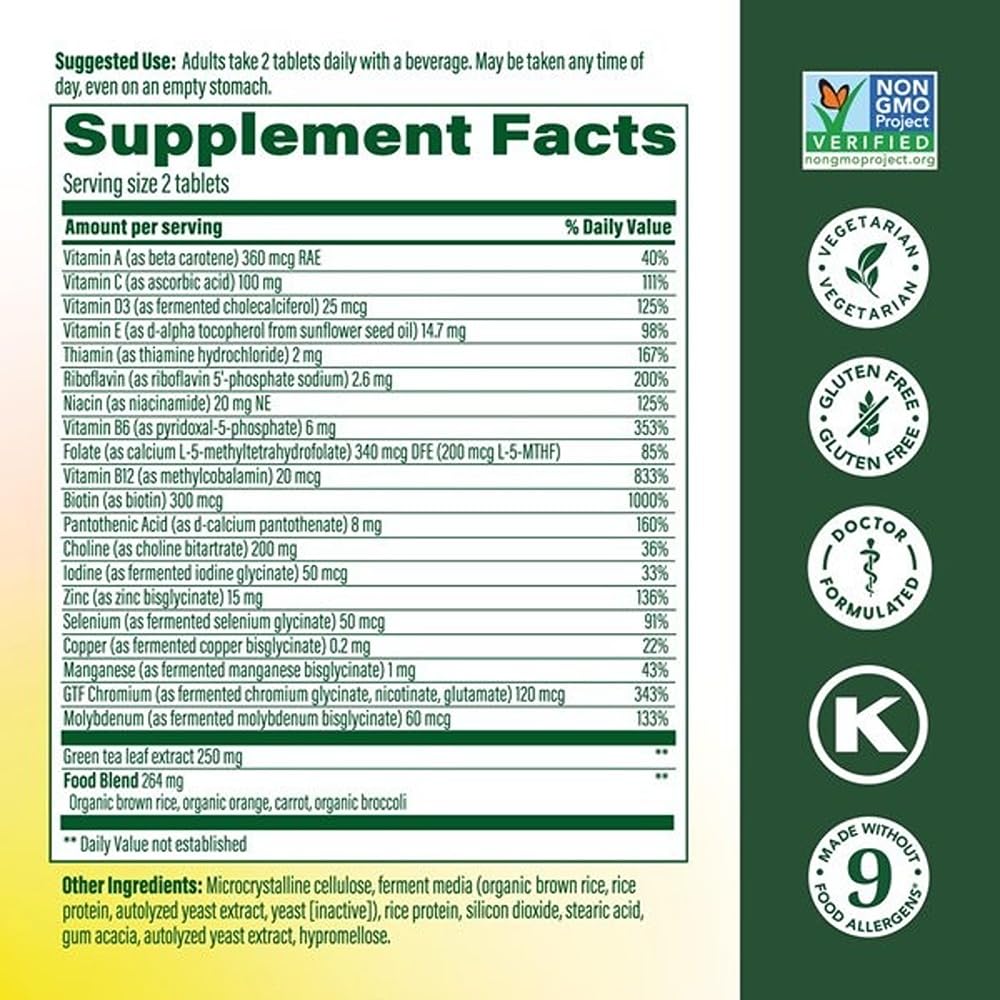 Close-up of MegaFood 55+ tablets highlighting methylated B12 and folate