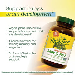MegaFood Baby & Me 2 vegetable capsules highlight vegan prenatal nutrients
