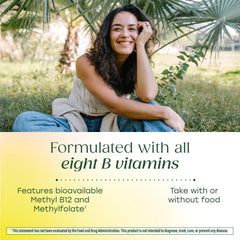 MegaFood Balanced B Complex ingredients panel featuring methylated B vitamins for bioavailability.