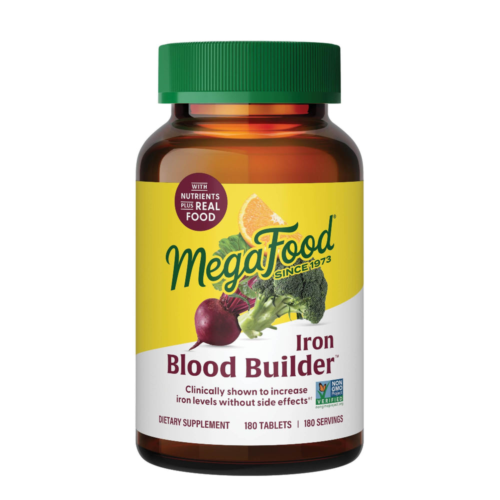 MegaFood Blood Builder bottle with label, gentle iron support for daily energy