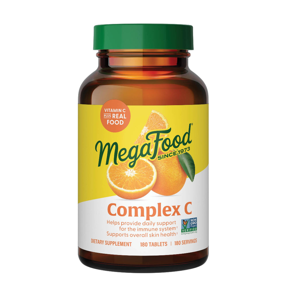 MegaFood Complex C bottle front view highlighting vegan vitamin C support for daily immunity