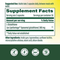 Close-up of MegaFood glutathione capsules showing vegan gluten-free formulation.