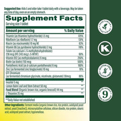 Close-up of MegaFood Kids B Complex tablets highlighting methylated B vitamins.