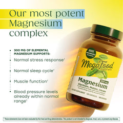 MegaFood Magnesio Malato: cápsulas para absorción suave y soporte muscular.