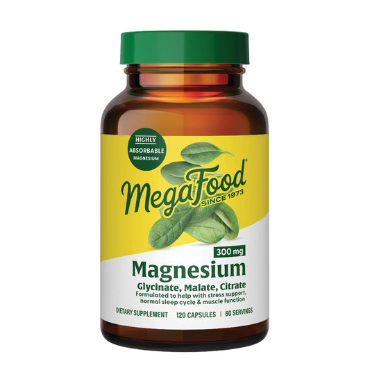 MegaFood Magnesium Triple Formas: cápsulas para nervios y músculos.