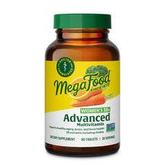 MegaFood Multi for Women 55+ bottle with tablets for daily wellness