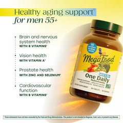 MegaFood Multivitamin for Men 55+ label detail showcases B Complex benefits