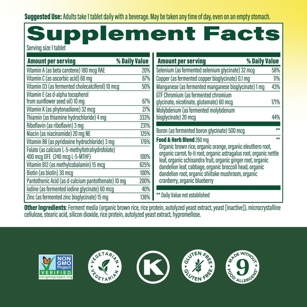 MegaFood tablet close-up showing energy metabolism support for men.