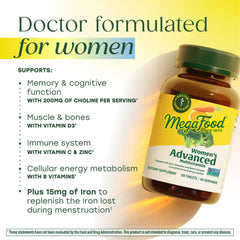 MegaFood real-food ingredients image with broccoli, oranges, and carrots