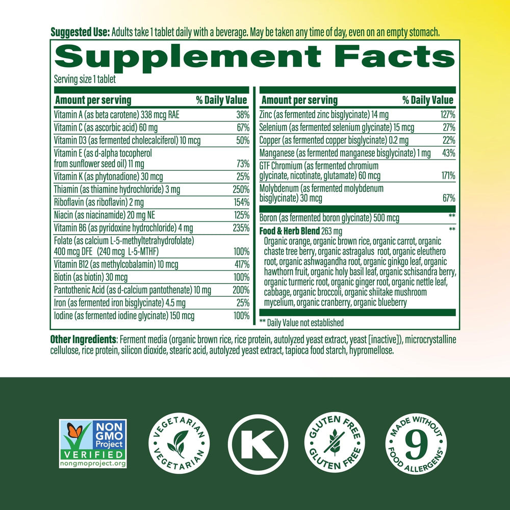 Close-up of MegaFood tablet highlighting methylated B12 and methylfolate benefits