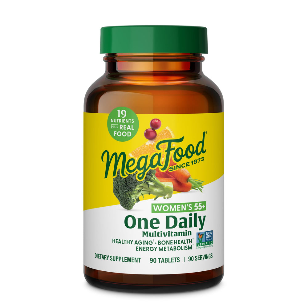 MegaFood Women 55+ One Daily multivitamin bottle for everyday wellness support.