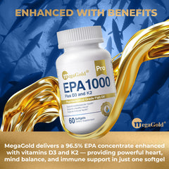 MegaGold Pro vitamin D3 and K2 softgels close-up for balanced wellness.