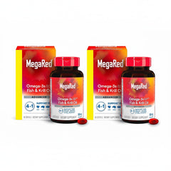MegaRed Advanced 4-in-1 fish oil bottle with high-concentration omega-3 for heart support.