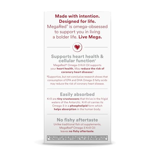 Megared bottle label highlighting heart health support