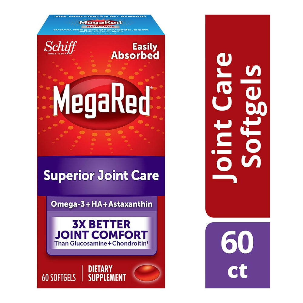 MegaRed Joint Care softgels pack shows convenient daily joint support.