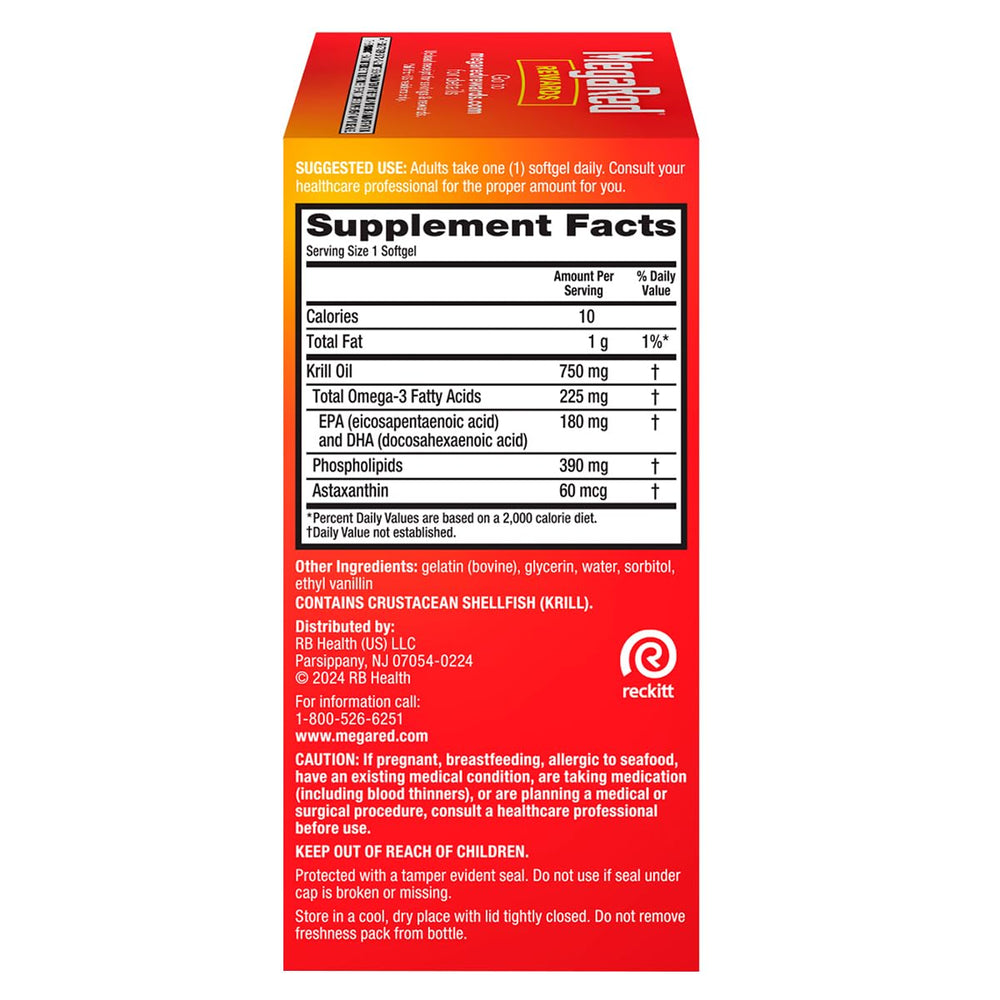 Two-pack MegaRed box with 80 softgels for convenience