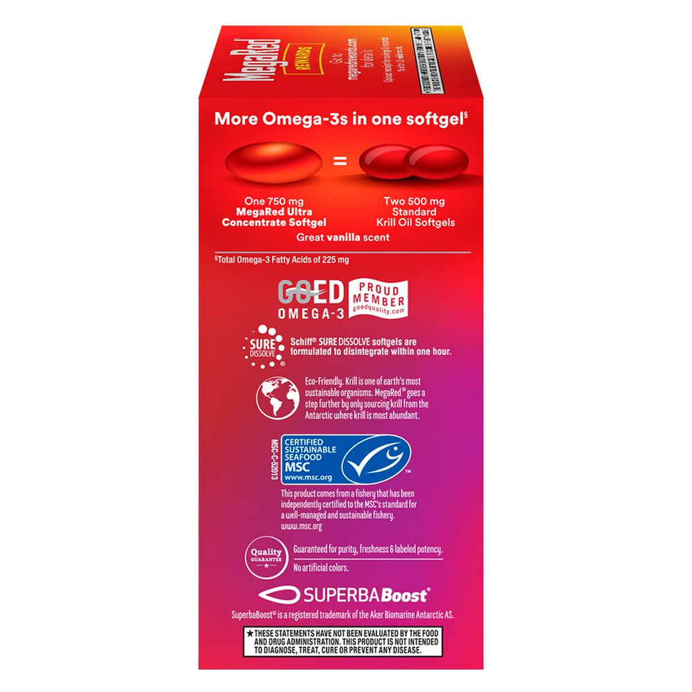 MegaRed krill oil capsules with no fishy aftertaste