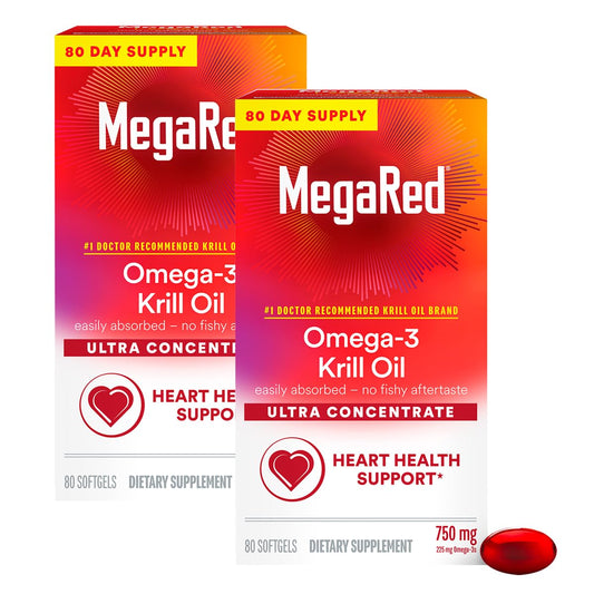 MegaRed Ultra Concentrate krill oil softgel bottle for daily omega-3 support