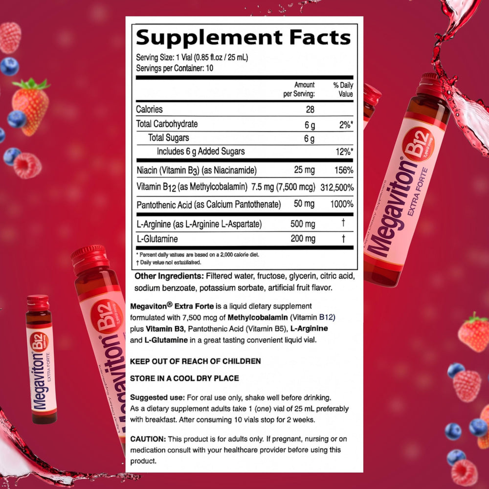 Megaviton B12 Extra Forte vial pack ready-to-drink for on-the-go energy