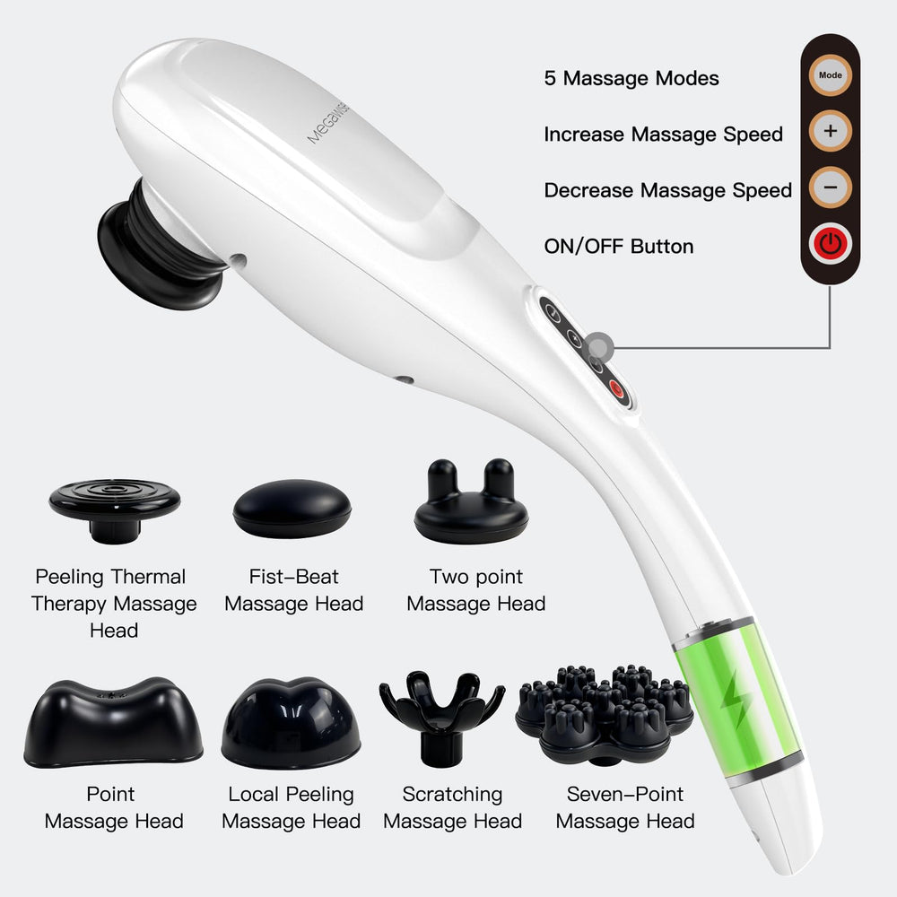 MEGAWISE interchangeable 5 hard and 2 silicone heads deliver varied sensations.