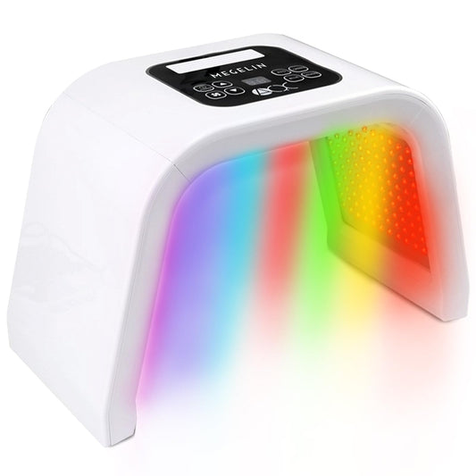 Megelin 8 in 1 color LED therapy device front view for at-home skincare benefit