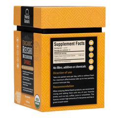 Mehdi Reishi spore powder close-up texture highlights fine grind for easy mixing.