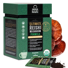 Mehdi Reishi Ultimate Formula bottle showcases premium reishi blend for daily wellness.