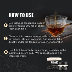 Meideal Shilajit resin dissolving in warm water for easy daily use
