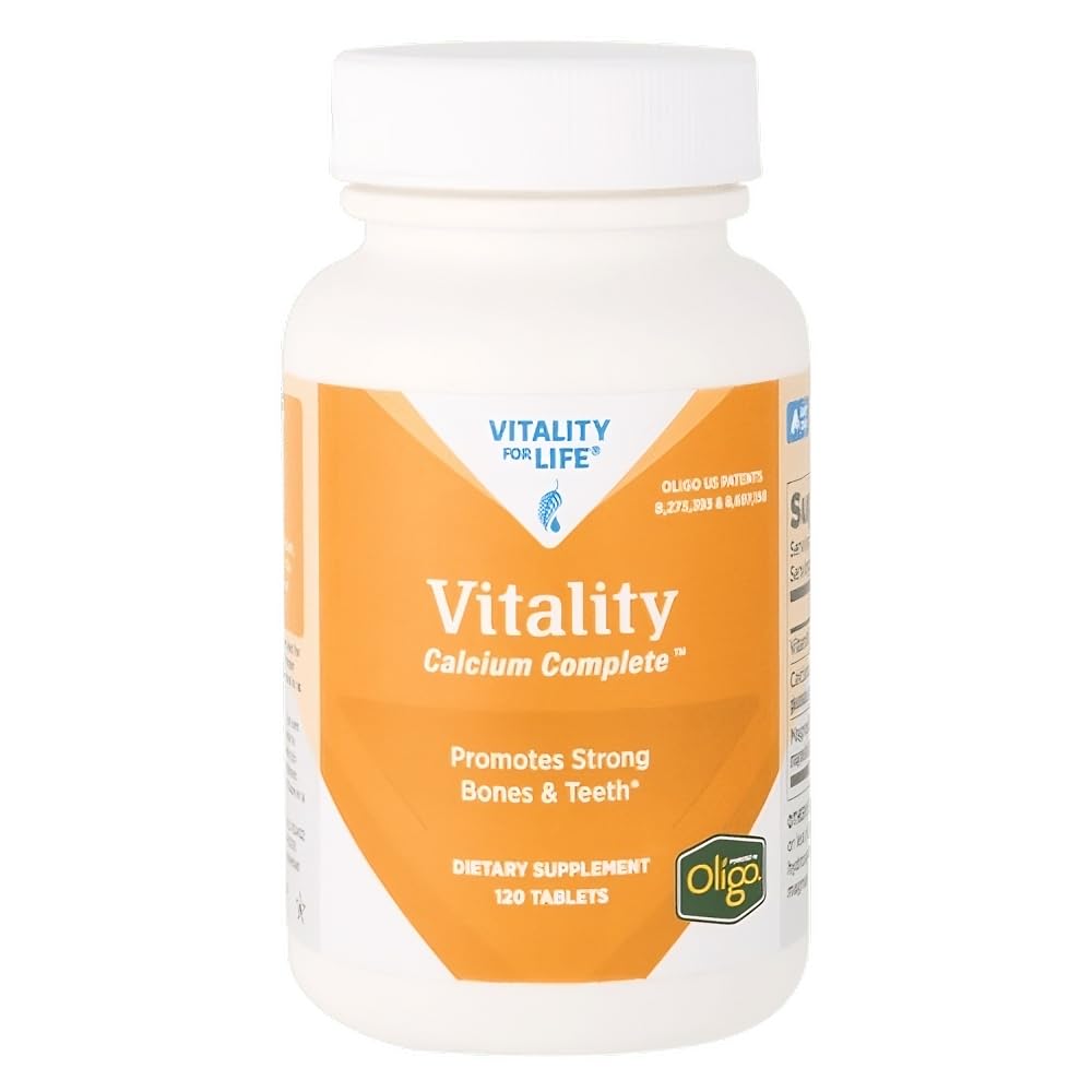 Melaleuca Vitality Calcium Complete bottle with tablets supports daily nutrient intake.