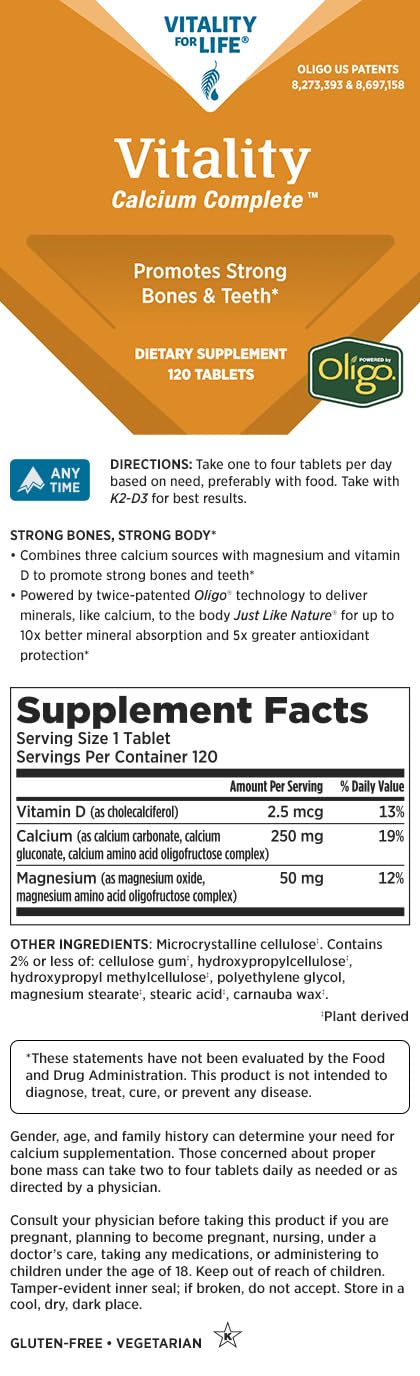 Close-up of Melaleuca Vitality Calcium Complete tablets for easy daily use.
