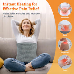 MELCAM heating pad shows six levels for customizable warmth.
