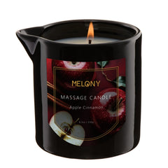 MELONY luxury massage candle lit with apple cinnamon aroma for a cozy home spa.