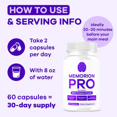Memorion Pro packaging back offers product details for informed use.
