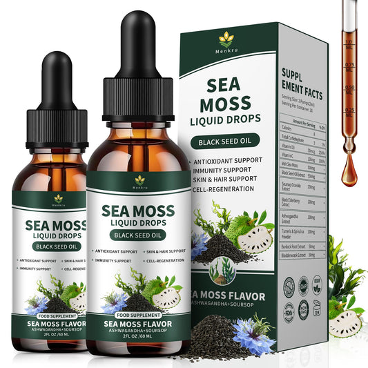 Menkru Sea Moss Liquid Drops bottle for easy daily wellness routine.